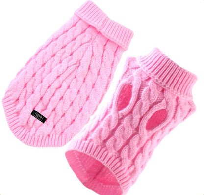 Extra Warm Pink Cat Cable Knit Sweater