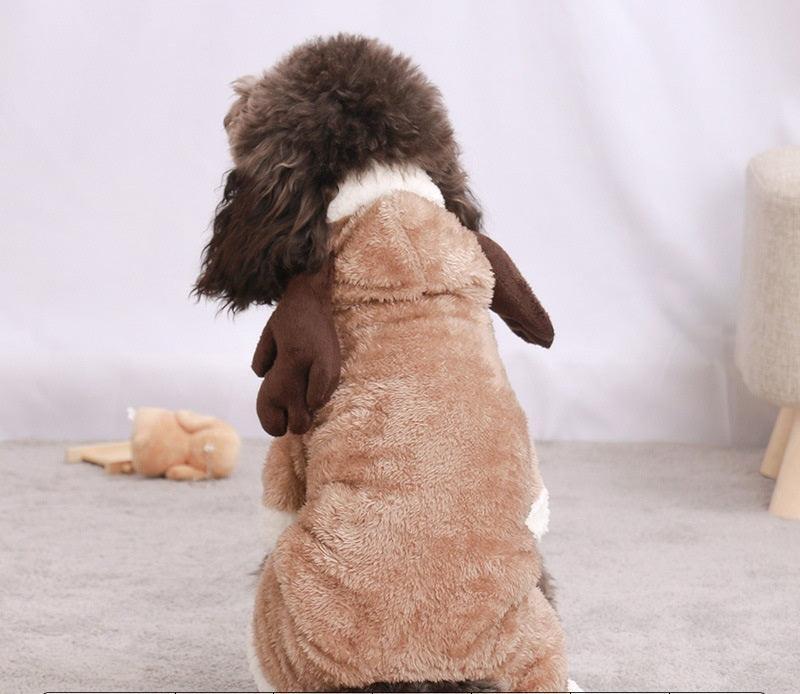 Cozy Coral Fleece Winter Dog Costume Cartoon Outfit