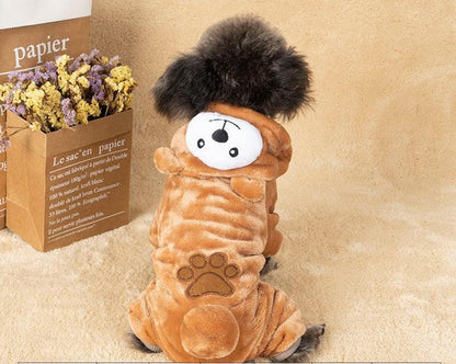 Cozy Coral Fleece Winter Dog Costume Cartoon Outfit