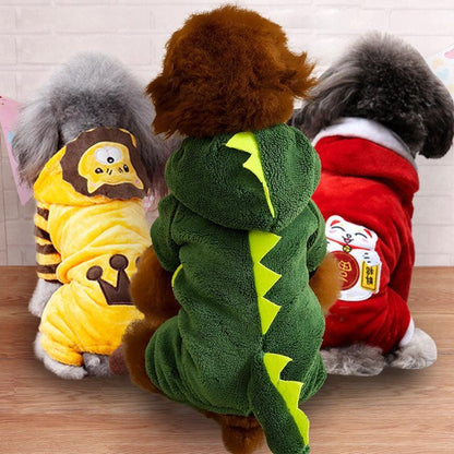 Cozy Coral Fleece Winter Dog Costume Cartoon Outfit