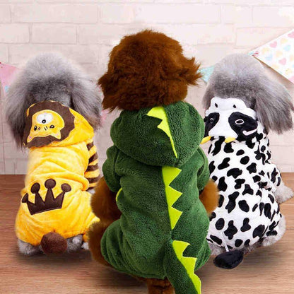 Cozy Coral Fleece Winter Dog Costume Cartoon Outfit