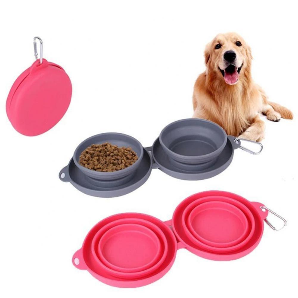 Double Collapsible Pet Feeding Bowls