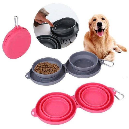 Double Collapsible Pet Feeding Bowls
